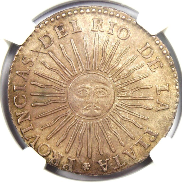 Read more about the article 1836 Argentina 8 Reales Rio de la Plata Sun Coin 8R – Certified NGC AU Details