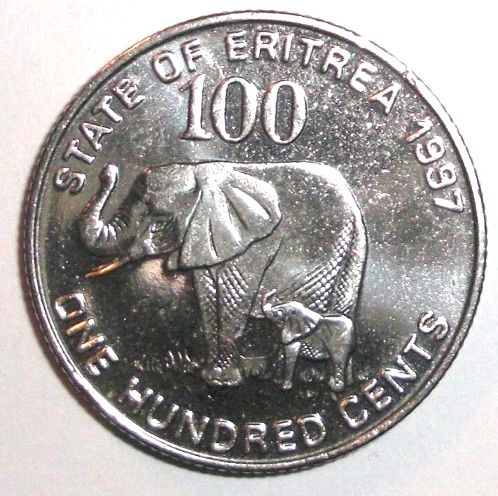 Read more about the article 1997 Eritrea  Coin 100 cents Elephant with Baby Animal Wildlife