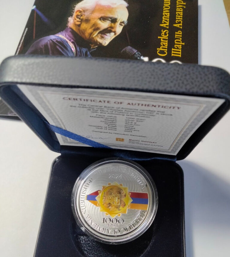 Read more about the article ARMENIA 1000 DRAM COIN SILVER Proof 2024 – Charles Aznavour-100