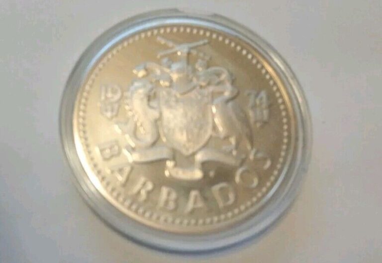 Read more about the article Huge! 1974 Barbados 5 Dollars 37.90g Silver 0.925 Silver Proof Coin. A Beauty!!