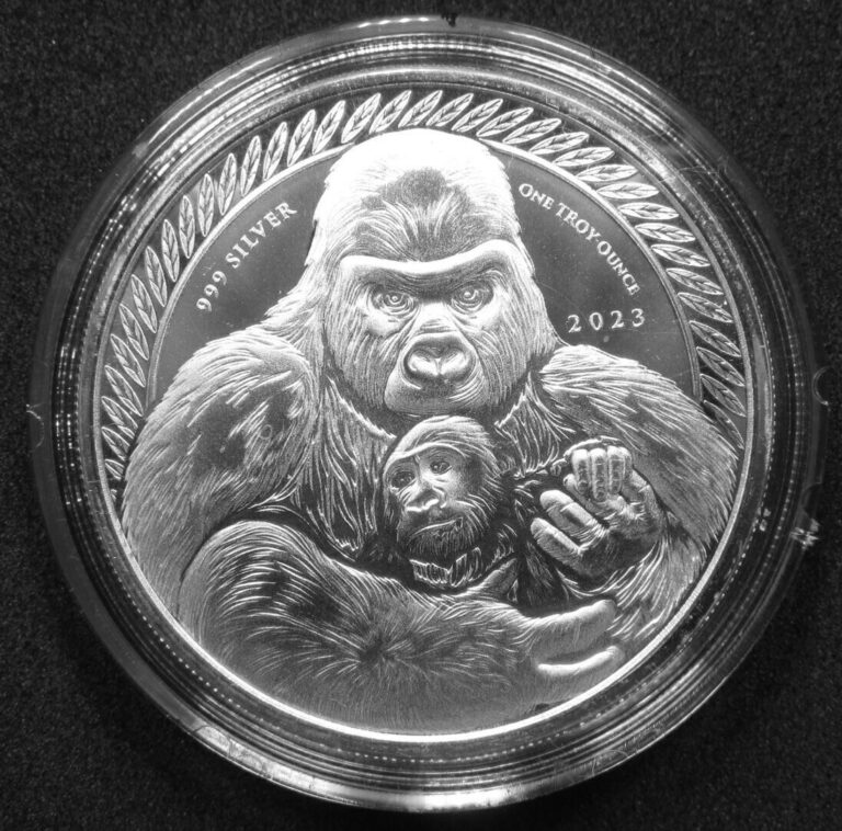 Read more about the article 2023 REPUBLIC OF CONGO Silverback Gorilla 1 oz .999 Silver ✪BU✪ Monkey Coin