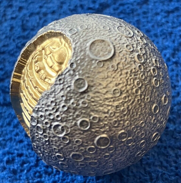 Read more about the article 2024 Barbados 55th Ann. Moon Landing 1oz Silver Antiqued Spherical Coin~L👀K!