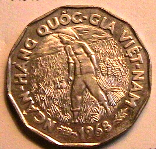 Read more about the article 1960-1968 Vietnam (7 Coins)  50 Su – 20 Dong VF+ – BU  South Vietnamese Coin Lot