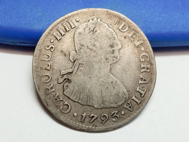 Read more about the article 1793 IJ PERU 2 REALES CAROLUS IIII Silver Coin