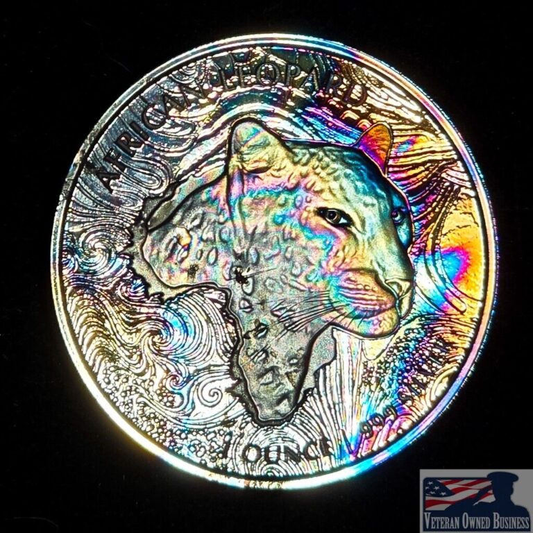 Read more about the article Pure Silver 2019 Republic of Ghana African Leopard Rainbow Toned Coin + VIDEO