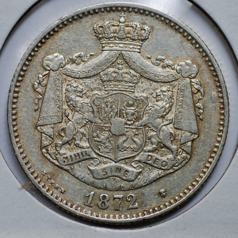 Read more about the article RARE! 1872 Romania 2 Lei Silver Coin *XF.