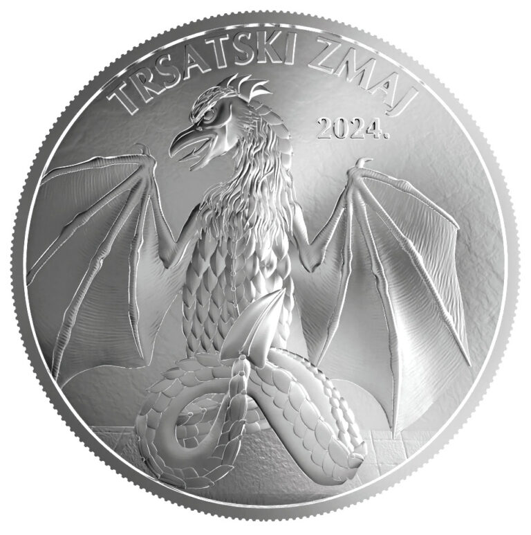 Read more about the article 2024 Croatia Trsat Dragon 1 oz Silver Coin €4 Euro – Bu .9999  Fine Silver