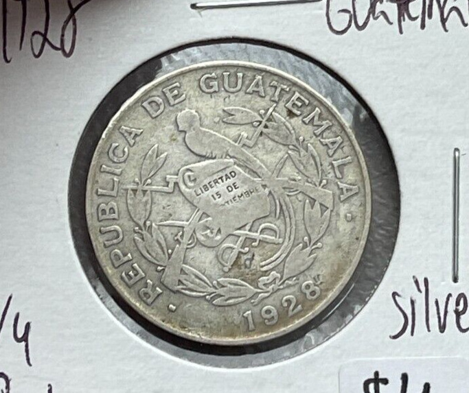 Read more about the article 1928 Guatemala 1/4 Quetzal – Silver L2