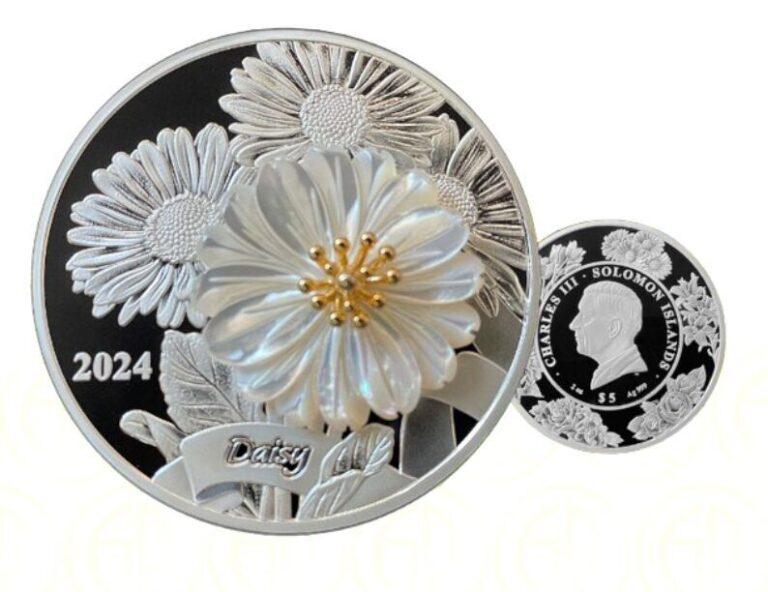 Read more about the article 2024 Solomon Islands Daisy 2 oz Silver Gilded Proof Coin