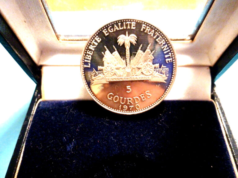 Read more about the article Haiti 5 gourdes siver coin in box 1970 Proof  Rare