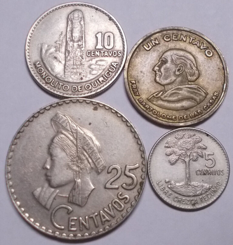 Read more about the article Guatemala Lot of 4 Coins 1 – 5 – 10 – 25 Centavos (NO silver)