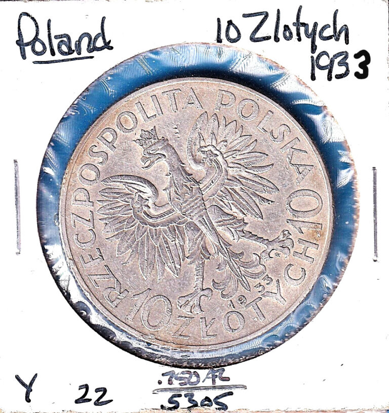 Read more about the article 1933w Poland 10 Zlotych (Y# 22) .5305 ASW Silver!!! [two-year issue]