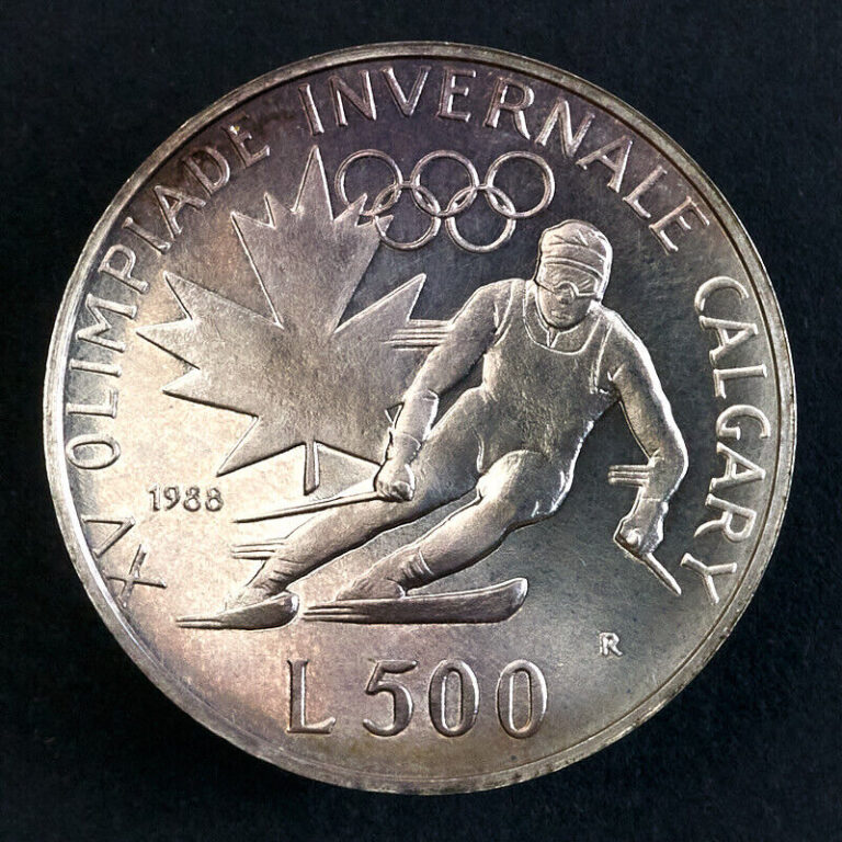 Read more about the article Silver coin San Marino 500 lire  1988 XV winter Olympic Games  Calgary 1988