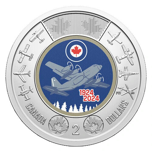 Read more about the article 2024 CANADA $2 DOLLAR COLOURED BU ROYAL CANADIAN AIRFORCE RCAF TOONIE COIN