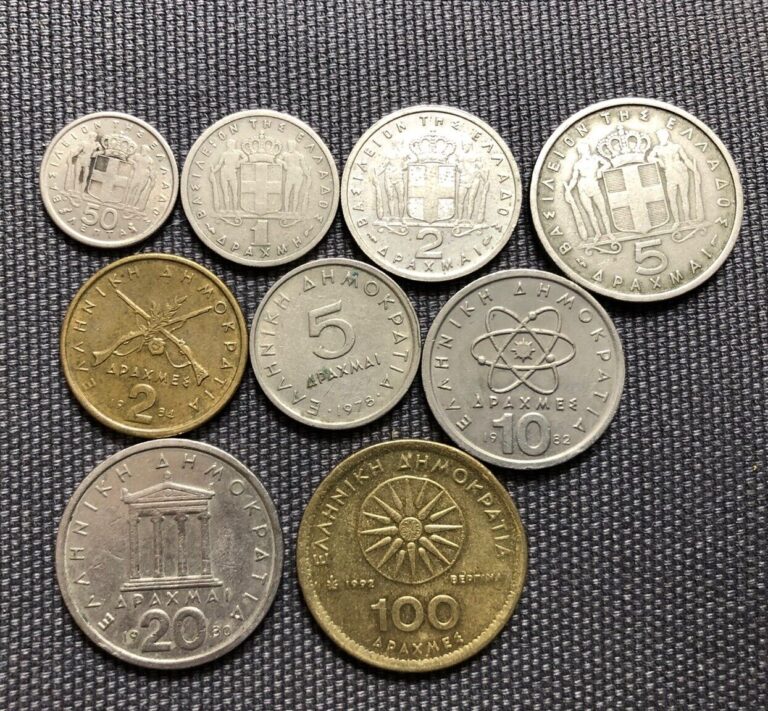 Read more about the article Greece 🇬🇷 Lot Of 9  World Foreign Coins