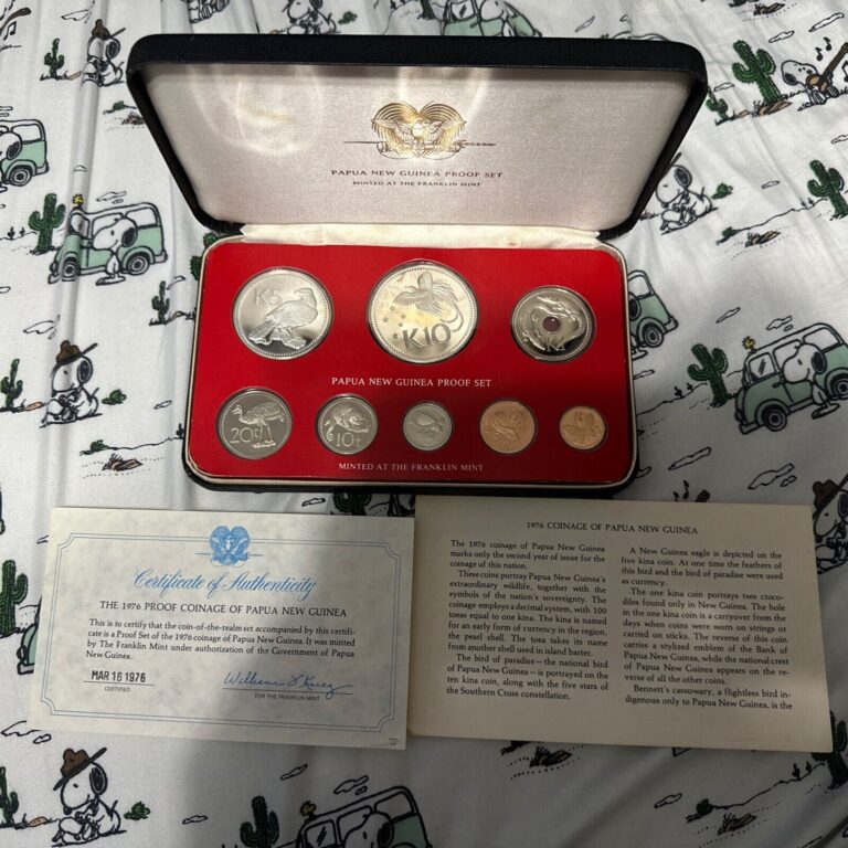 Read more about the article 1976 PAPUA NEW GUINEA Exotic Bird Proof Set of 8 Coins OXIDATION