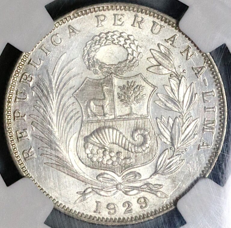 Read more about the article 1929 NGC MS 63 Peru 1/2 Sol Seated Liberty Silver Coin (22101201C)