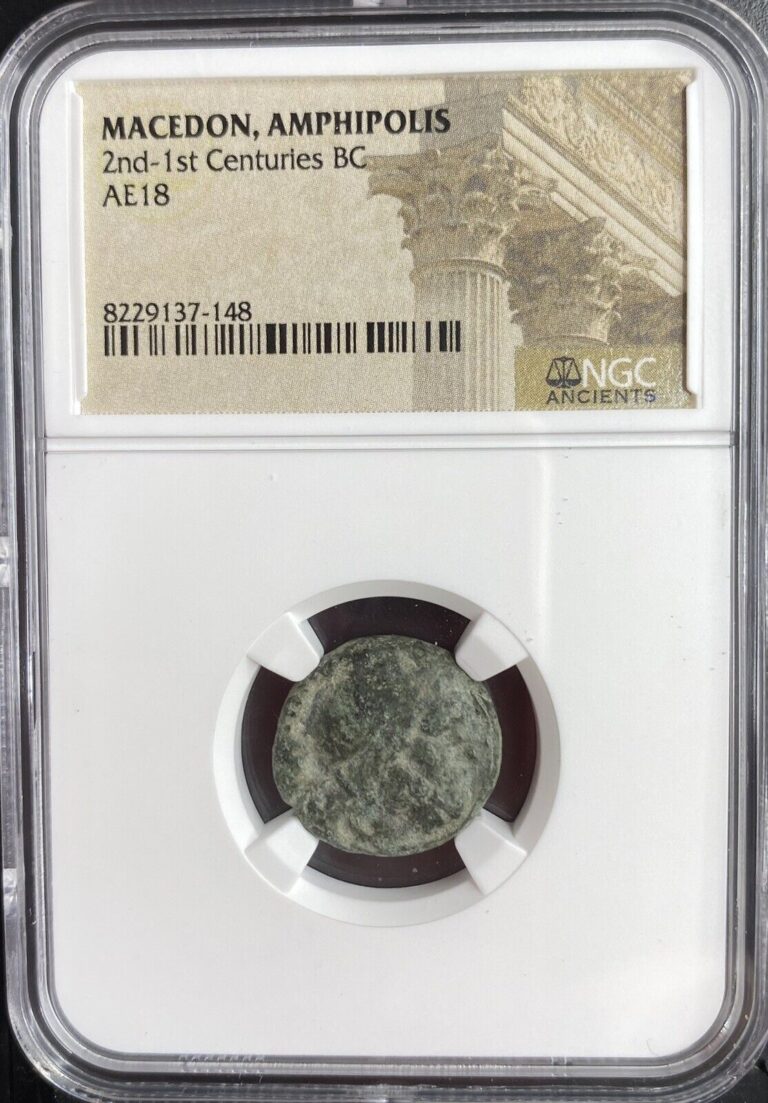 Read more about the article Genuine NGC Certified 200-100 BC Ancient Kingdom of Macedon Coin Amphipolis AE18