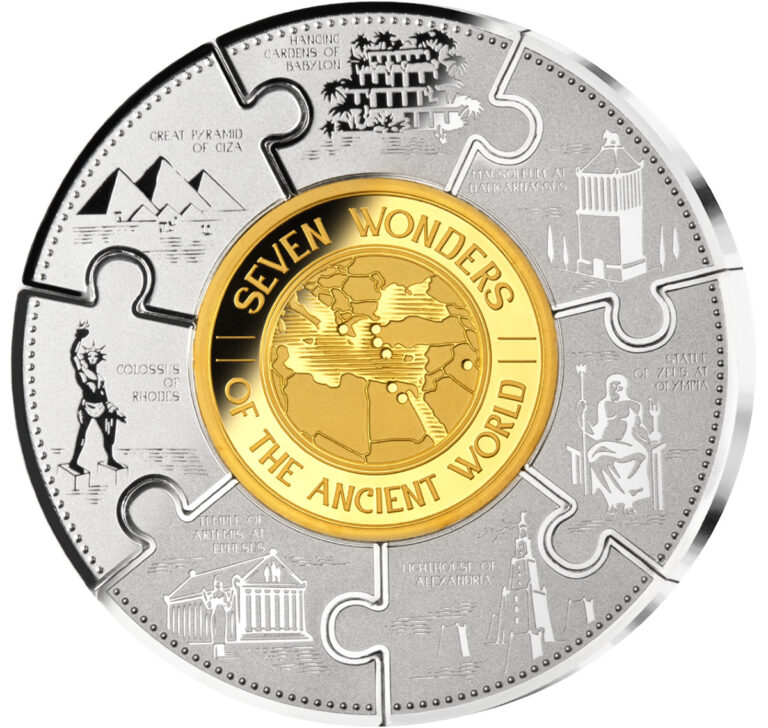 Read more about the article 2024 Burundi Seven Wonders of the Ancient World 5 oz Silver Puzzle Coin