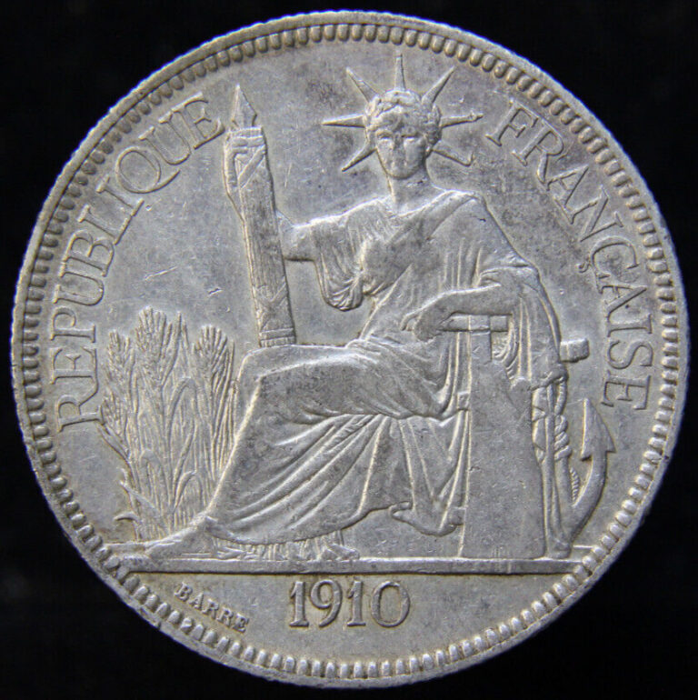 Read more about the article 1910 A French Indochina 1 Piastre  Silver  Original  Uncleaned   KEY DATE COIN