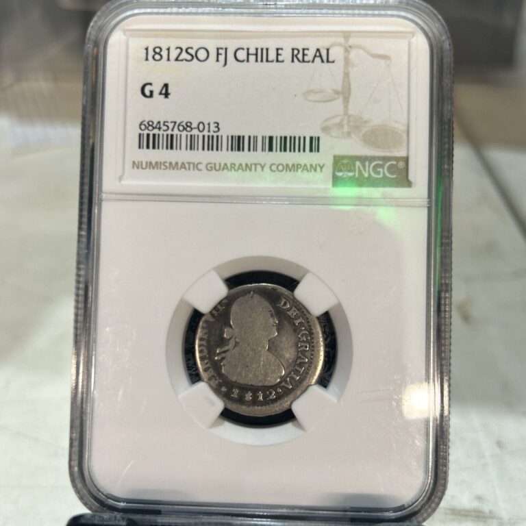 Read more about the article Chile 1812-So FJ Silver Coin Real NGC G4 Graded RARE!