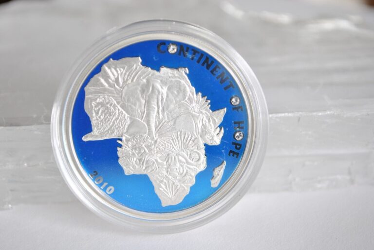 Read more about the article 2010 Ivory Coast silver Proof 1 oz  colorized with Swarovski elements