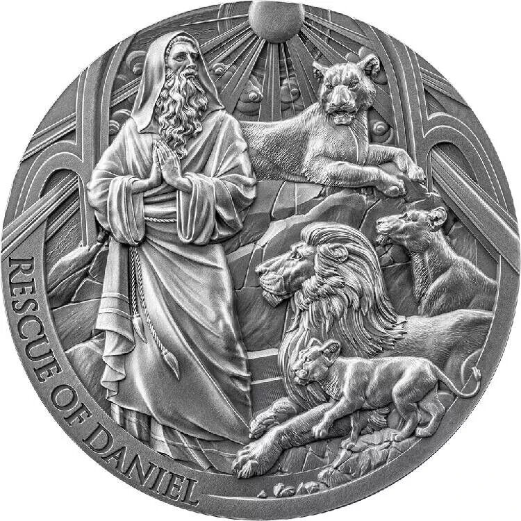 Read more about the article 2024 Cameroon Bible Stories Rescue of Daniel 2 oz Silver Coin – 1 000 Mintage