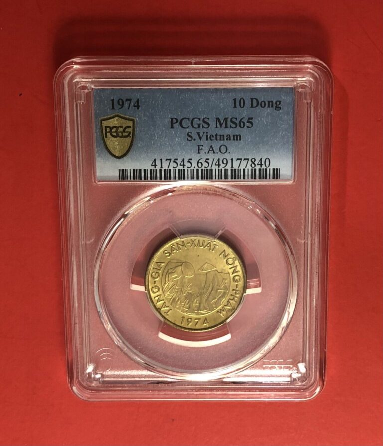 Read more about the article S. VIETNAM-1974-UNCIRCULATED 10 DONG COIN( F.A.O )  GRADED BY PCGS MS 65.