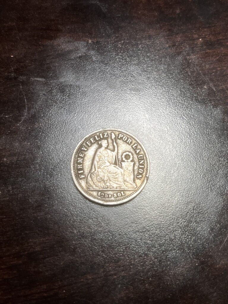 Read more about the article 1885 Peru 1/5 Sol Foreign World Silver Semi Key Date Better Coin