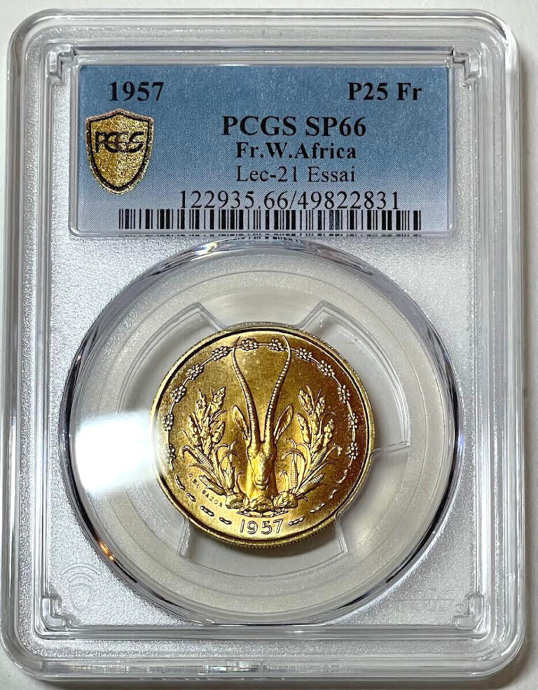 Read more about the article 1957 CFA French West Africa 25 Francs Togo ESSAI KM#E7 PCGS Specimen Grade SP66