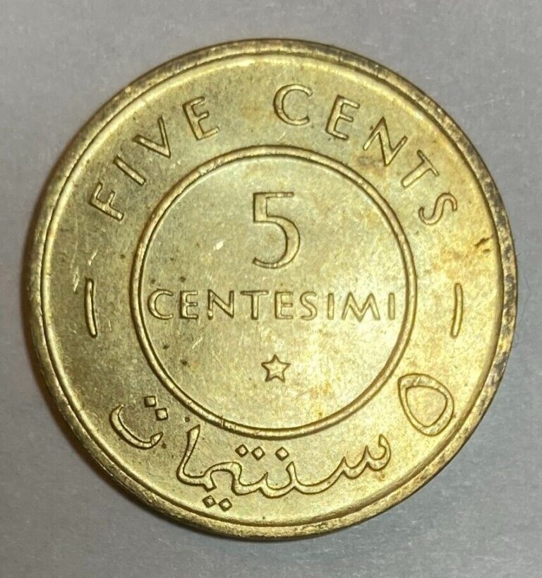 Read more about the article Somali Money  1967 Somalia 5 Centesimi Coin