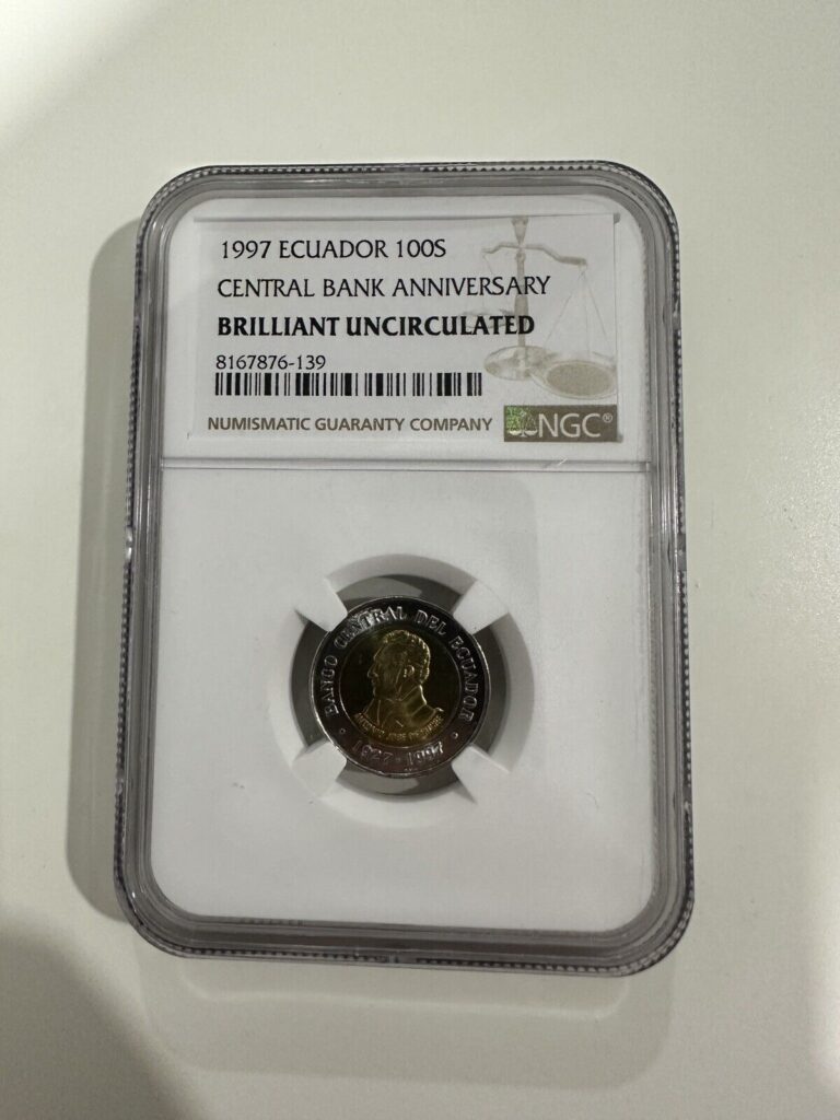 Read more about the article 1997 Ecuador 100S Central Bank Anniversary NGC Brilliant Uncirculated