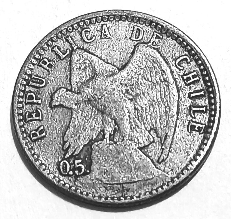 Read more about the article RARE Chile 1907 Cinco 5 Centavos Silver .500 Rarer Type “0.5.” ~ Scarce