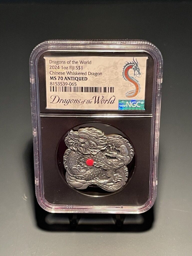 Read more about the article 2024 Fiji 1 oz Silver Dragons of the World Chinese Whiskered Dragon NGC MS70