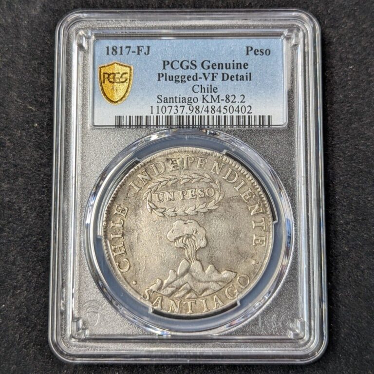 Read more about the article 1817-FJ Peso Chile PCGS Genuine Plugged VF Details 48450402 Santiago KM-82.2