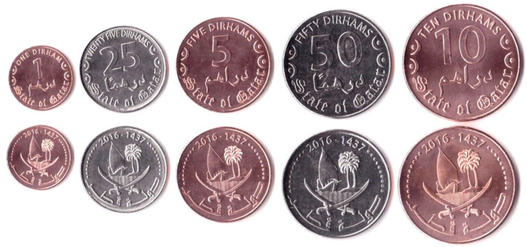 Read more about the article Qatar 1 5 10 25 50 DIRHAMS 2012-2016 Qatari Dhow UNC World Currency 5v COIN SET