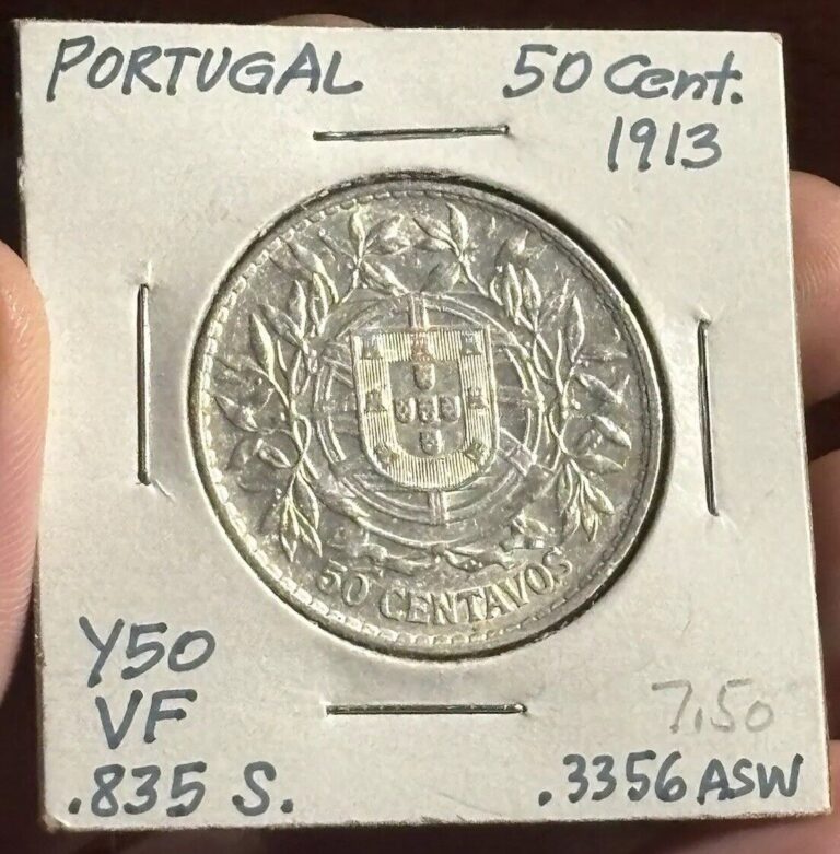 Read more about the article XF+! Silver Portugal 1915 50 Cent World Foreign Coin