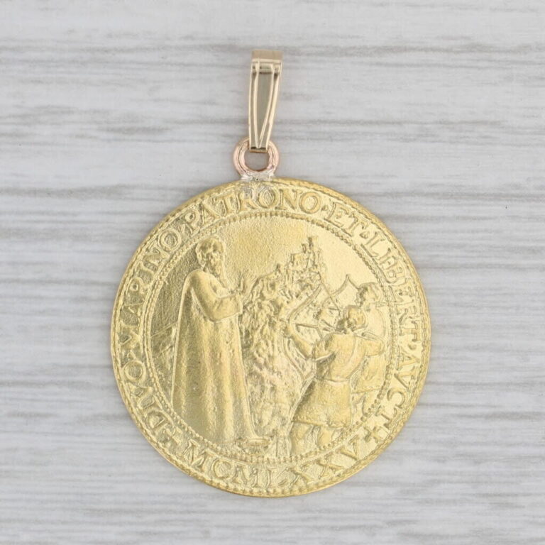 Read more about the article 1975 San Marino Gold Medallion Pendant 22k 14k Yellow Gold Basilica Catholic