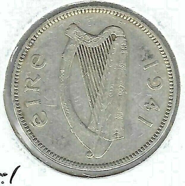 Read more about the article 1941 Ireland Circulated Silver One Shilling with Harp and Bull Coin! #2