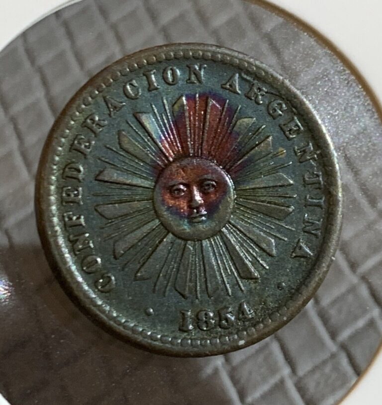 Read more about the article 1854 Argentina  1 centavo Km-23 COPPER COIN 4.89 g  AU