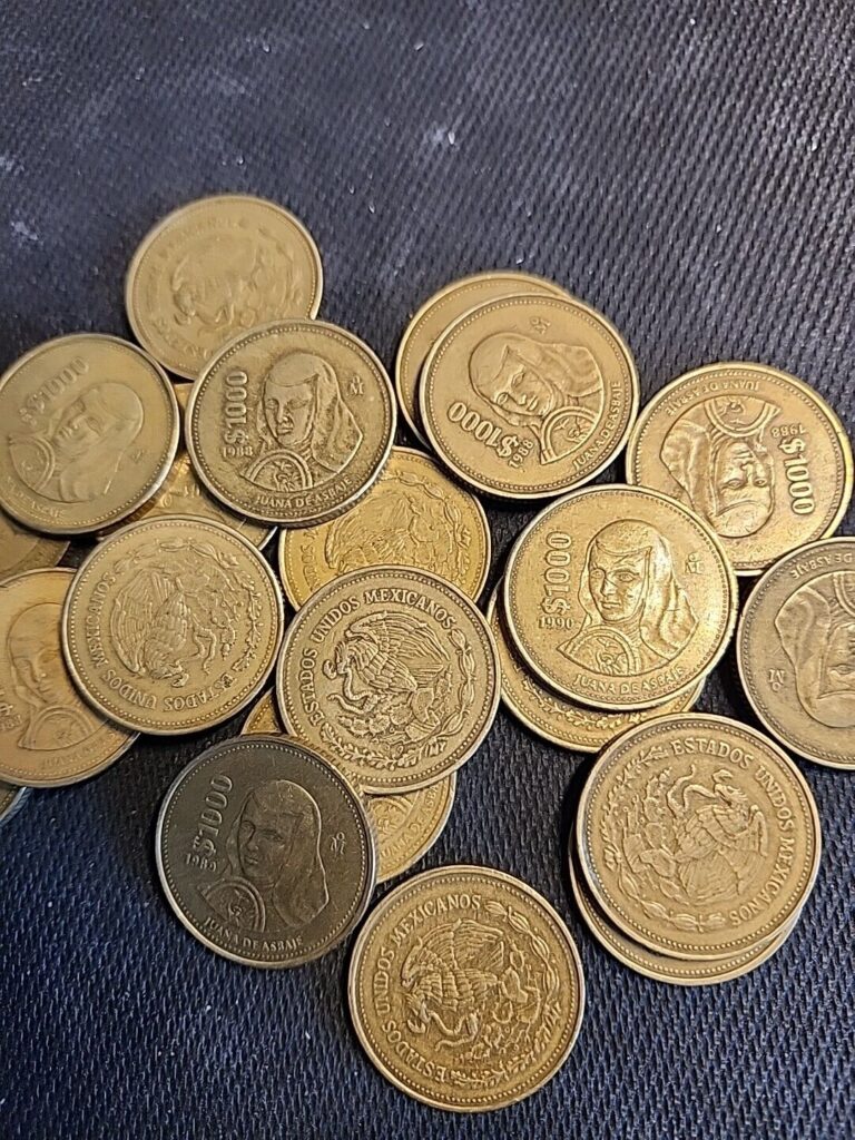 Read more about the article MEXICO $1000 Peso coin  vintage Mexican Peso Juana De Asbaje (1988-1992 type)