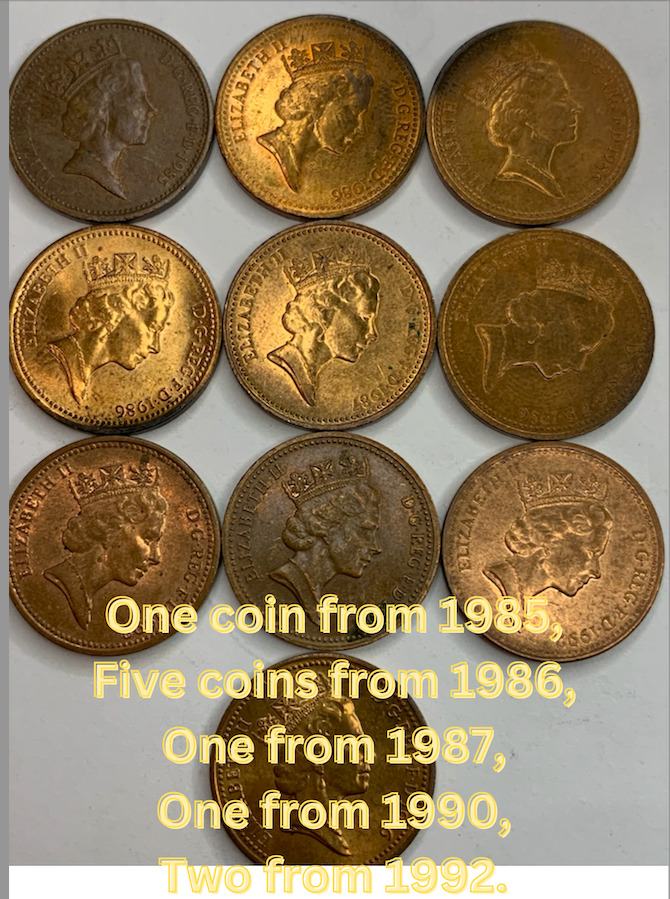 Read more about the article United Kingdom 1 Penny Coins 1985-1992 | 10 Coins  3.56g Each