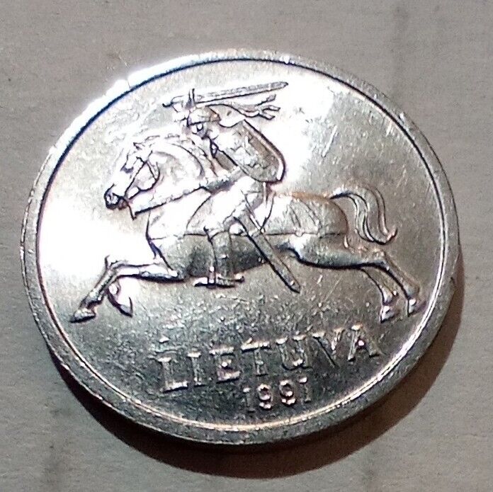 Read more about the article One 1 Centas 1991 Lithuania Coin Lietuva Knight Horse