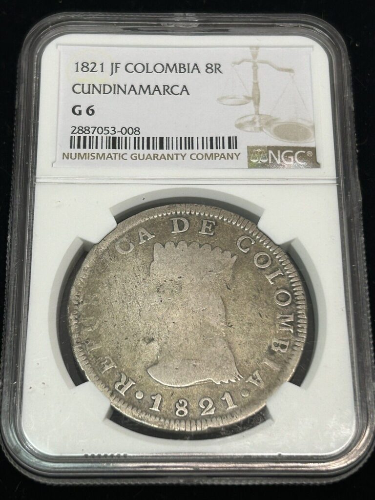 Read more about the article SASA 1821 Ba JF Colombia 8 Reales Cundinamarca Province Rare Coin NGC G6