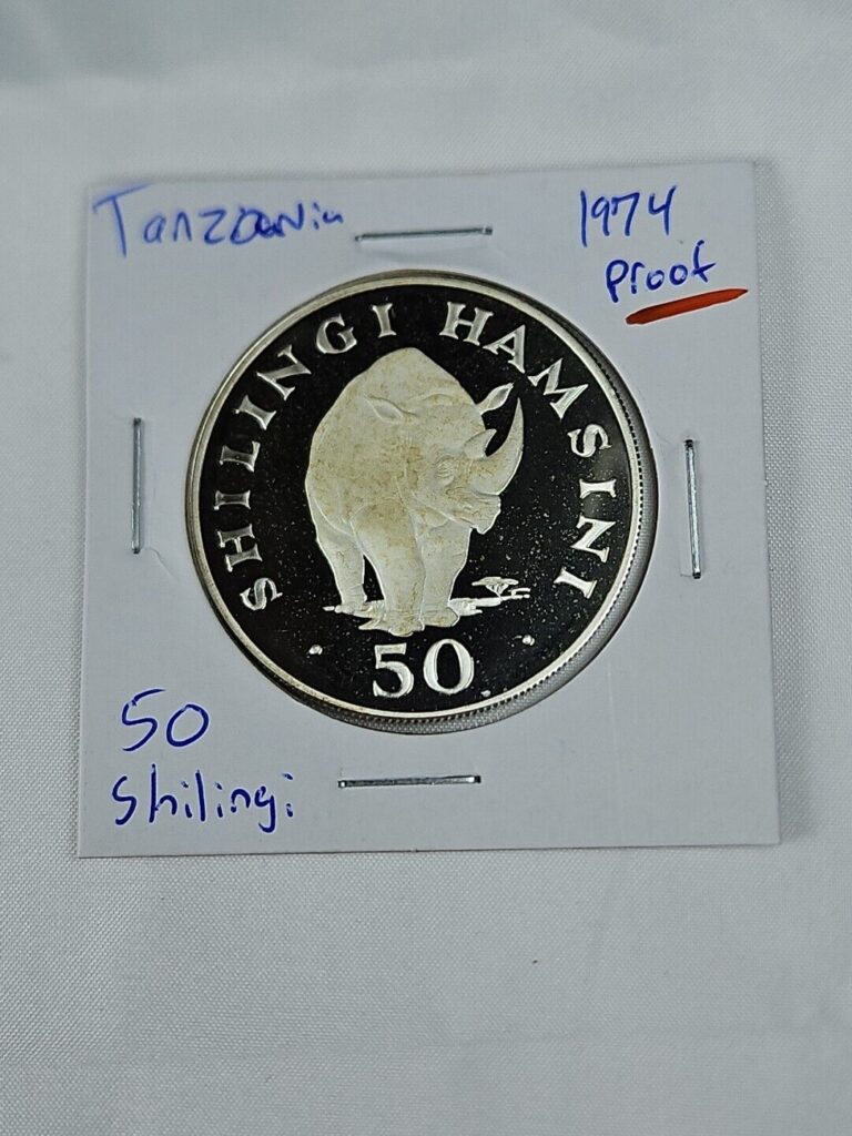 Read more about the article Tanzania 1974 50 Shilingi Black Rhinoceros KM-8a Silver (.925) Proof