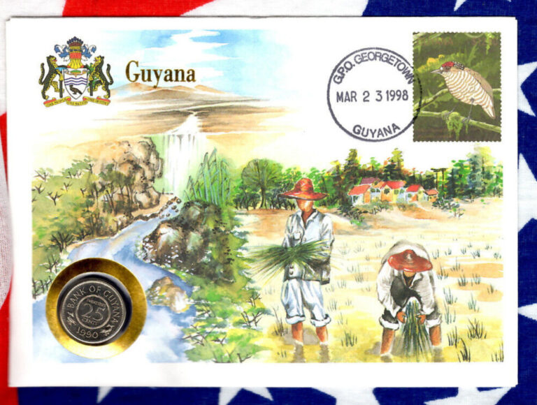 Read more about the article E Coins of All Nations Guyana 25 cents 1990 KM#34 UNC