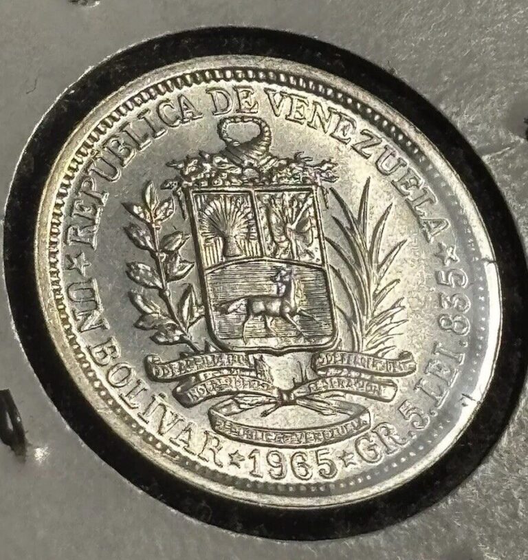 Read more about the article UNC. Venezuela 1965 1 Bolivar – Uncirculated Silver Coin!
