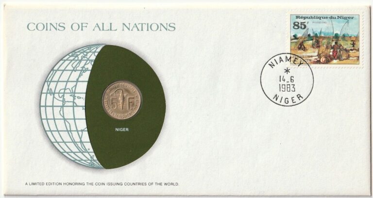 Read more about the article NIGER 1982 5 FRANCS  WEST AFRICAN STATES  STAMP COVER COINS OF ALL NATIONS