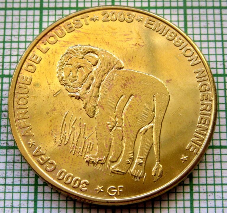 Read more about the article NIGER 2003 2 AFRICA or 3000 CFA COIN  LION and ELEPHANT HEAD  IDAO COINAGE Brass