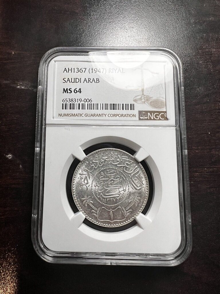 Read more about the article SAUDI ARABIA AH1354(1947) SILVER 1 RIYAL Ms64 Ngc Foreign Silver World Silver